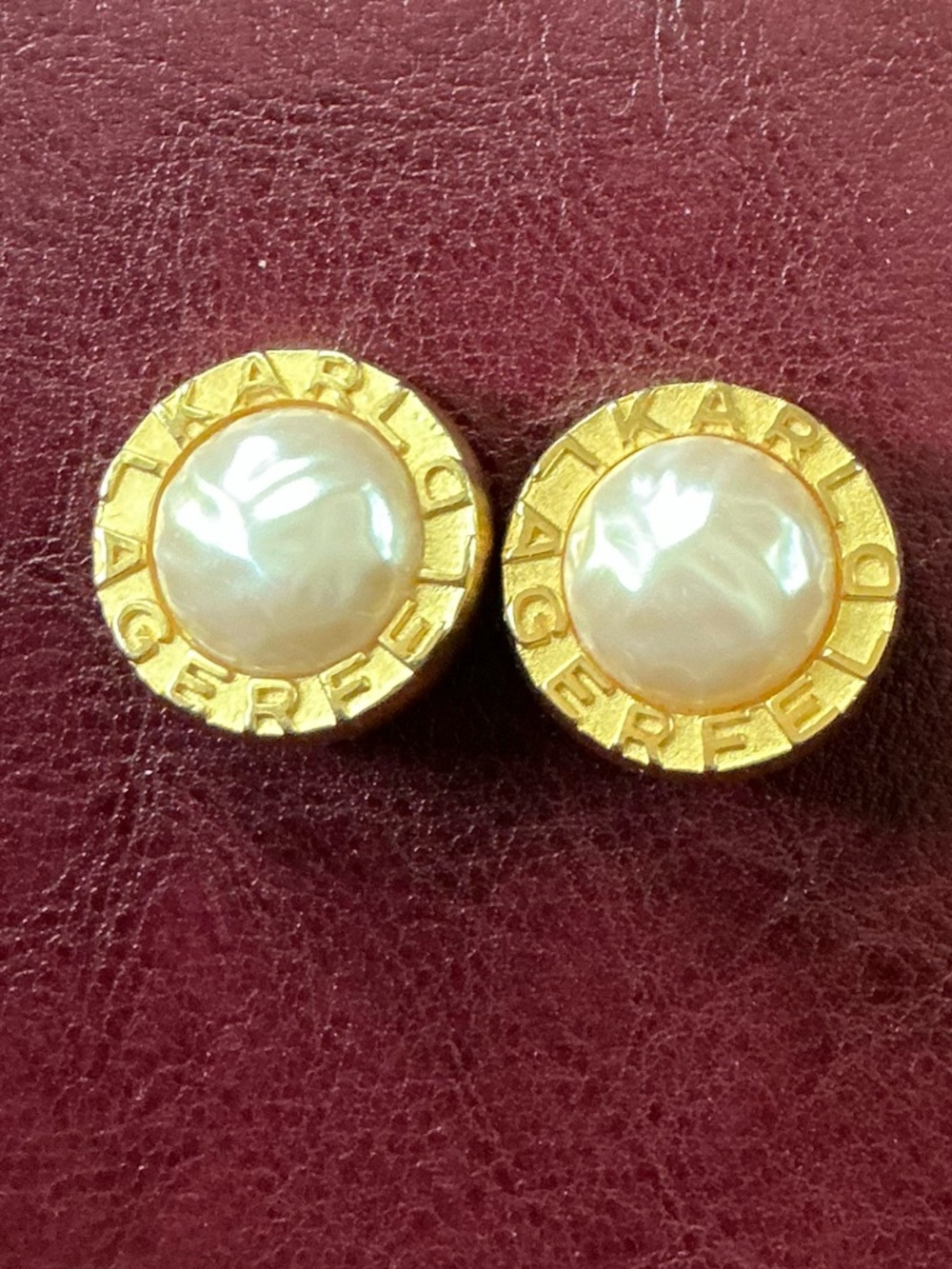 Karl Lagerfeld Vintage Gold-Tone Pearl Button Clip-On Earrings